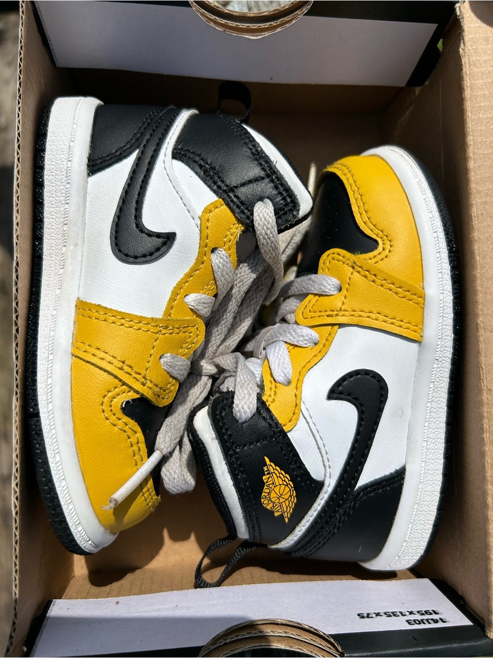 Jordan Kids Yellow, Black & White High-Top Sneakers